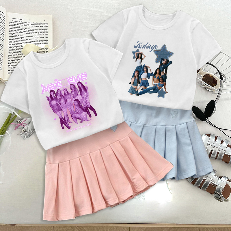 Women'S Fashion Kilt - Mode K POP K-KATSEYE T-shirt Faltenrock