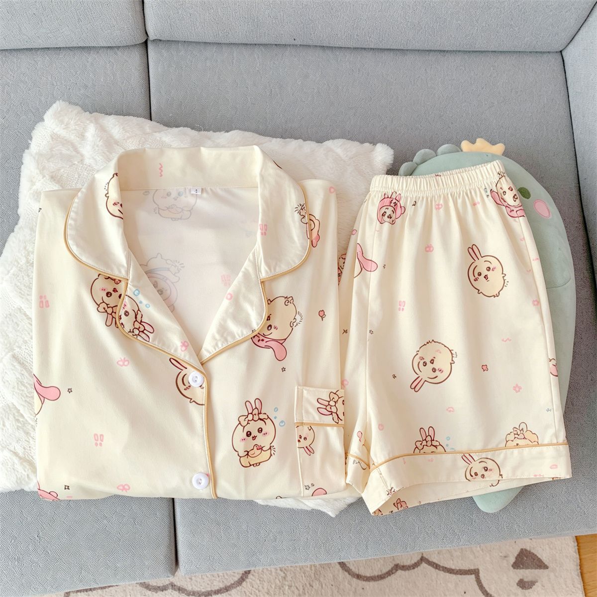 Women'S Fashion Pajamas - Kawaii Usagi Chiikawa Damen Sommer-Pyjama-Set Neues