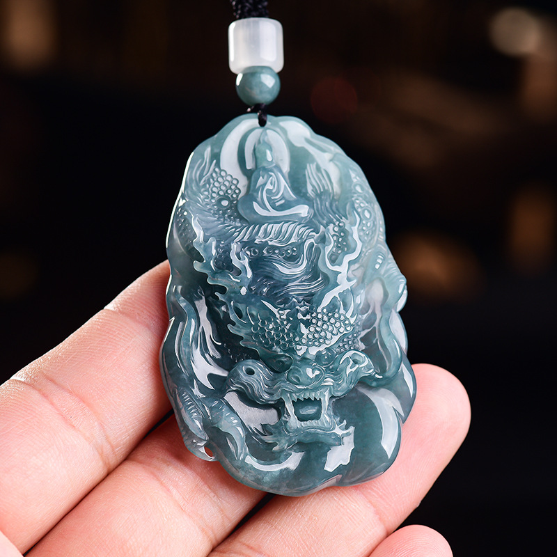 Women'S Fashion - Natürliche burmesische Jadeit-Drachen-Anhänger-Halskette, Vintage-Designer-Mode, echter Jade-Luxus-Schmuck,