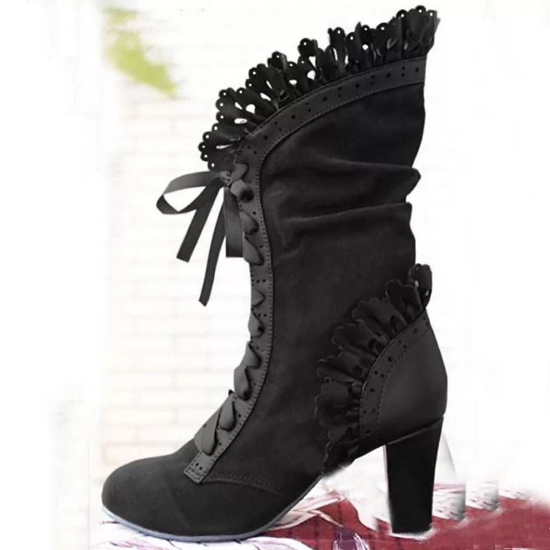 Women'S Fashion Victorian - Winter Lace Up Damen High Heel