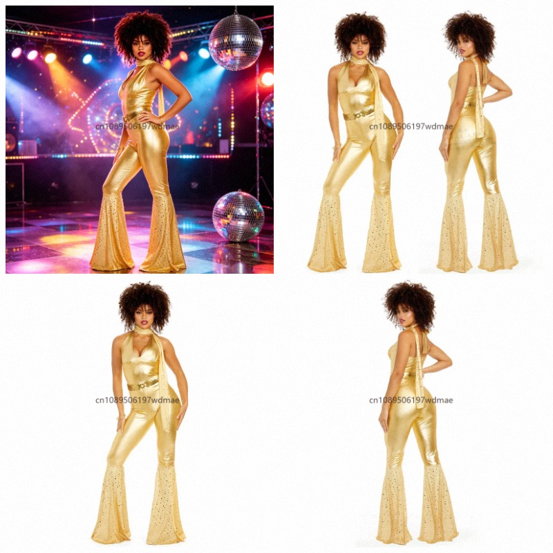 Women Fashion 80S - 70er-Jahre Retro Disco-Kostüm, Mode-Bühnen-Cosplay-Kostüm, 80er-Jahre Hippie-Kostüm,