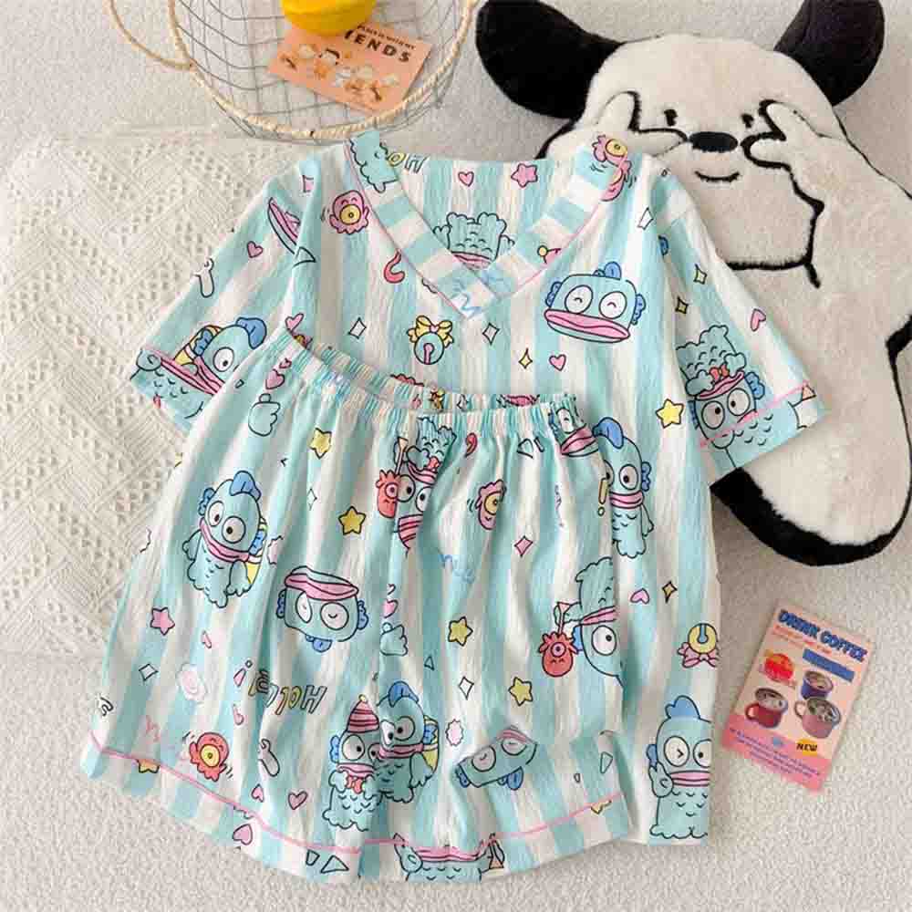 Women'S Fashion Pajamas - Sanrio Hangyodon Damen-Pyjama-Set Kawaii Cartoon Sommer
