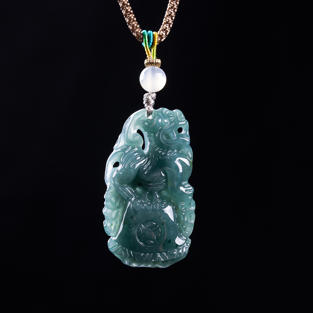 Women'S Fashion - Burmesischer Jadeit Pixiu Anhänger Designer Edelstein