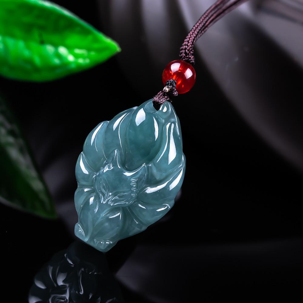 Women'S Fashion - Natürliche burmesische Jadeit-Fuchs-Anhänger-Halskette, Vintage-Accessoires, Edelstein, echter
