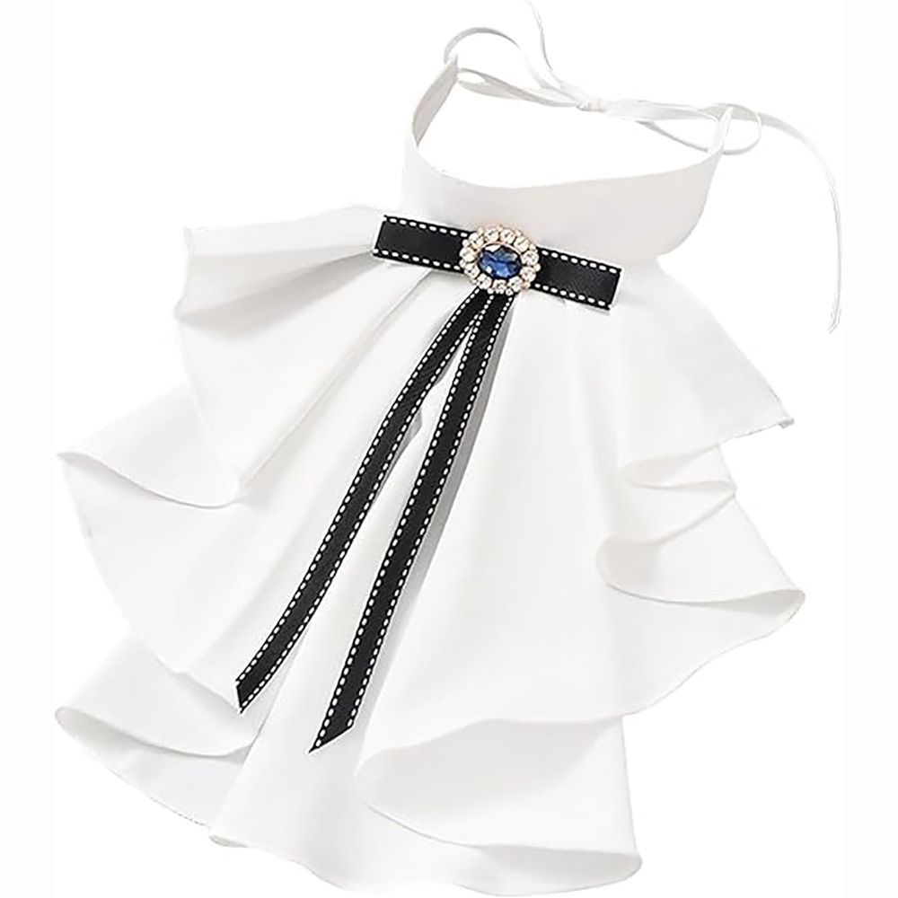 Women'S Fashion Victorian - Lolita-Jabot-Kragen mit Rüschendesign, Kristallverzierung, Abnehmbarer Jabot-Kragen,