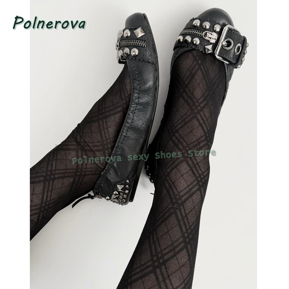 Women'S Fashion Belts - Nieten-Gürtelschnallen Mary Jane Schuhe Spitze Flache