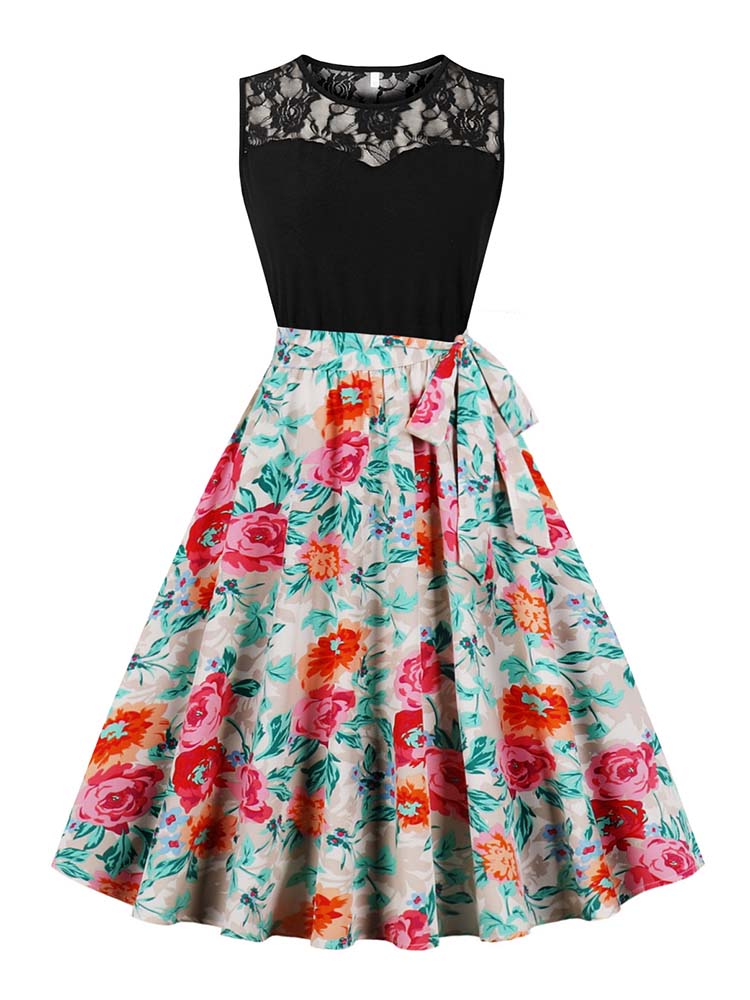 Women'S Fashion In The 50S - Elegantes, ärmelloses, plissiertes Midikleid mit hoher
