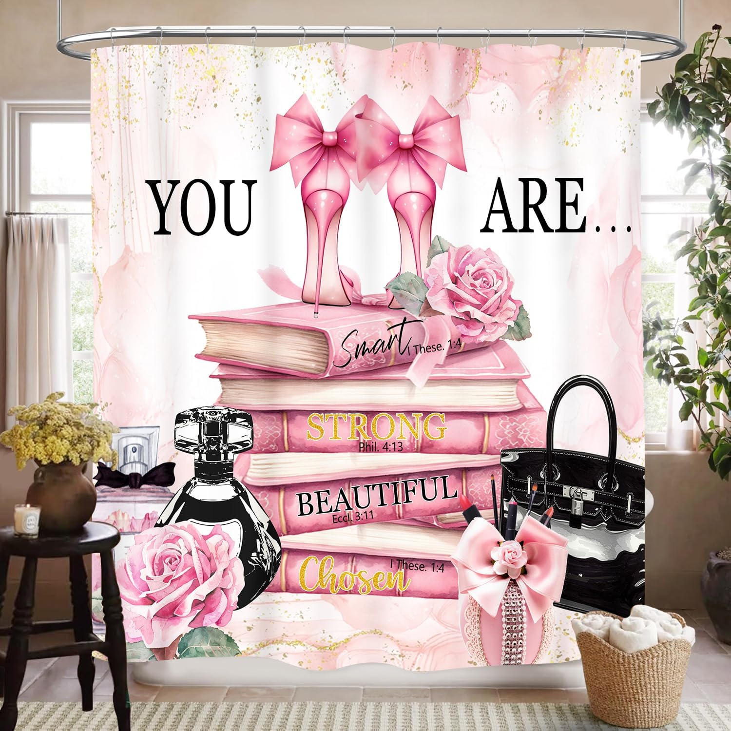 Women'S Fashion Magazine - Modischer Duschvorhang für Damen, Moderner Rosa