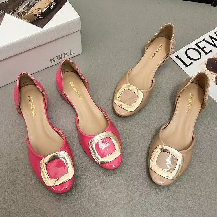 Women'S Fashion Sandals - Modische flache Damenschuhe mit quadratischer Schnalle