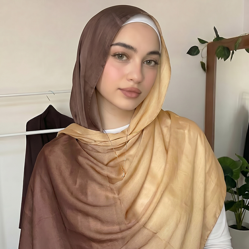 Women'S Fashion Headbands - Modischer Muslimischer Hijab Ombre Schal Weicher