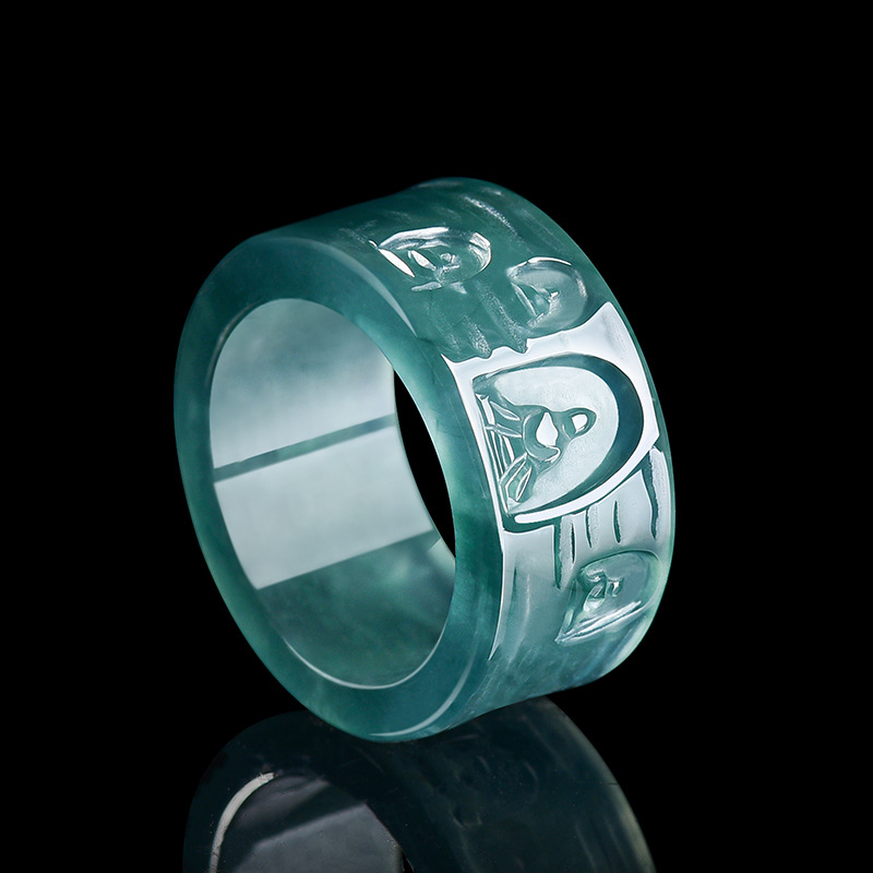 Women'S Fashion - Natürlicher burmesischer Jadeit-Buddha-Ring, luxuriöser Edelstein-Designer-Schmuck, modischer