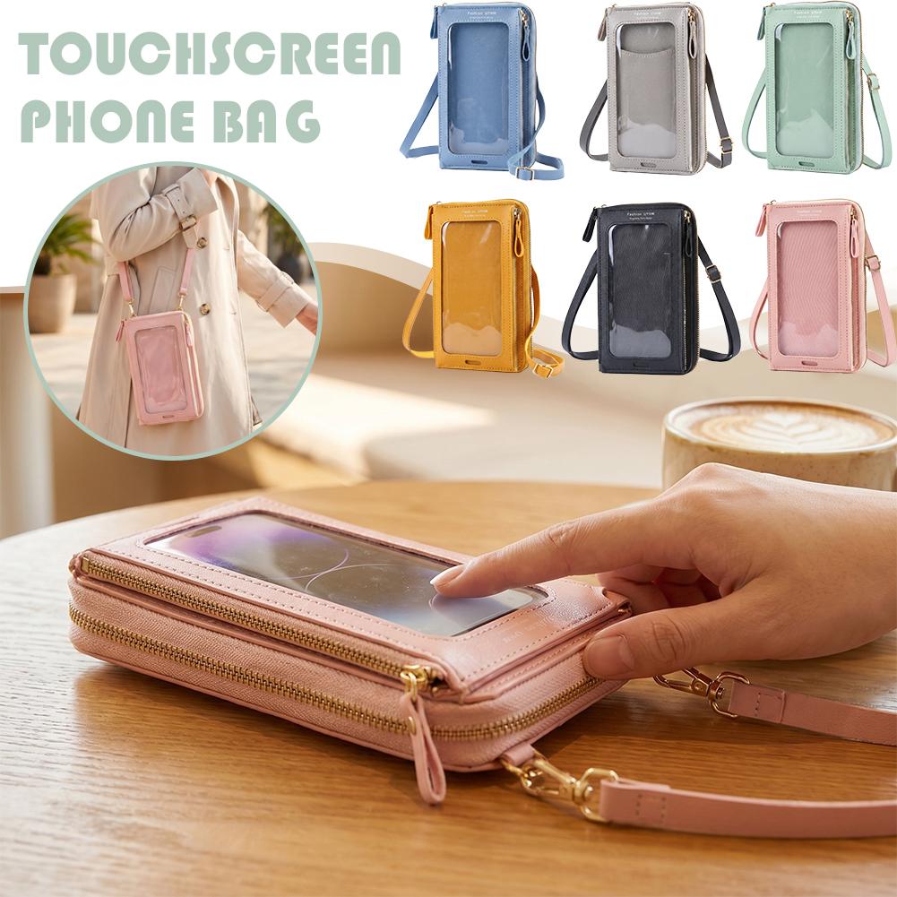 Crossbody Bag Women - Damentaschen Weiche Leder-Geldbörsen Touchscreen-Handytasche Umhängetasche mit