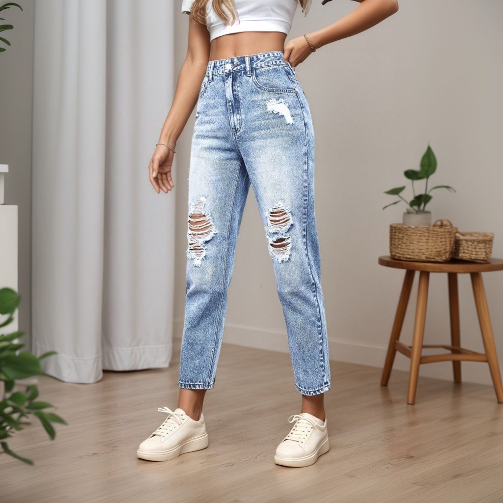 Slim-Fit-Jeans für Damen mit R – Mom Jeans Women Bewertung und Preis