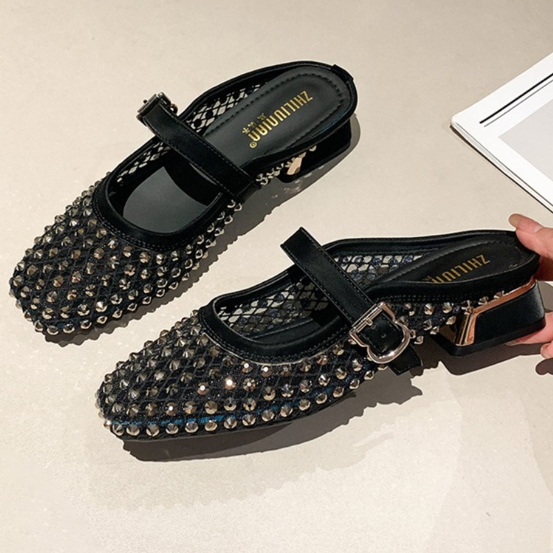 Mesh Strass Chunky Ferse Mault – Women'S Fashion Sandals Bewertung und Preis