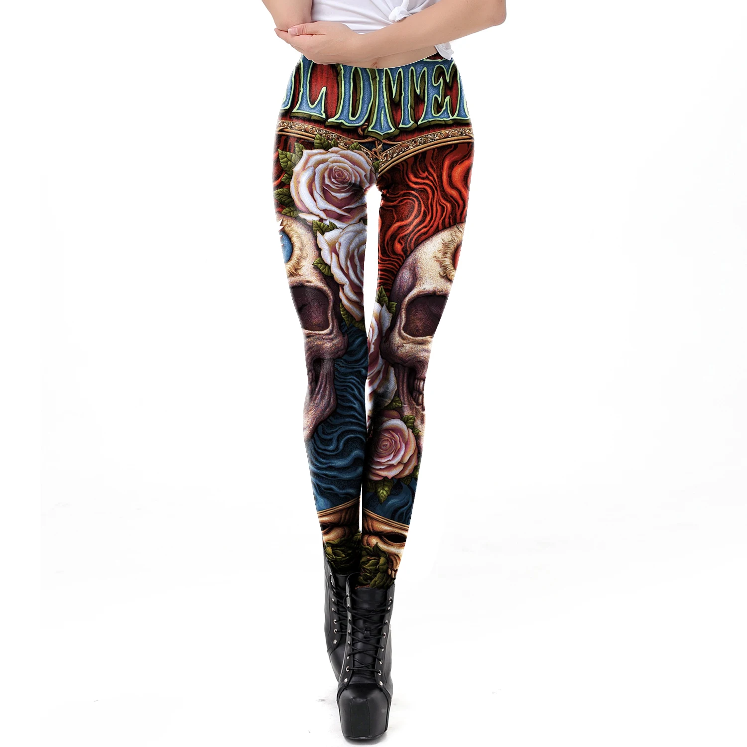 Mode Schädel Rose Print Leggin – Women'S Fashion Leggings Bewertung und Preis